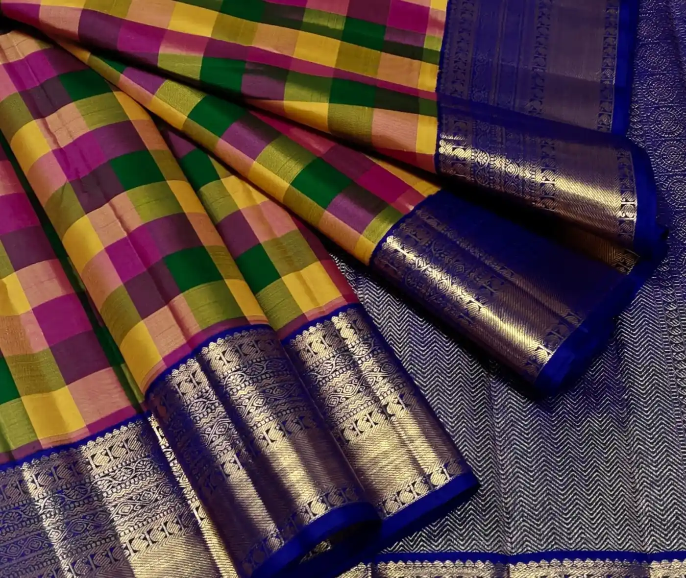 Checked Kanchipuram Silk Saree